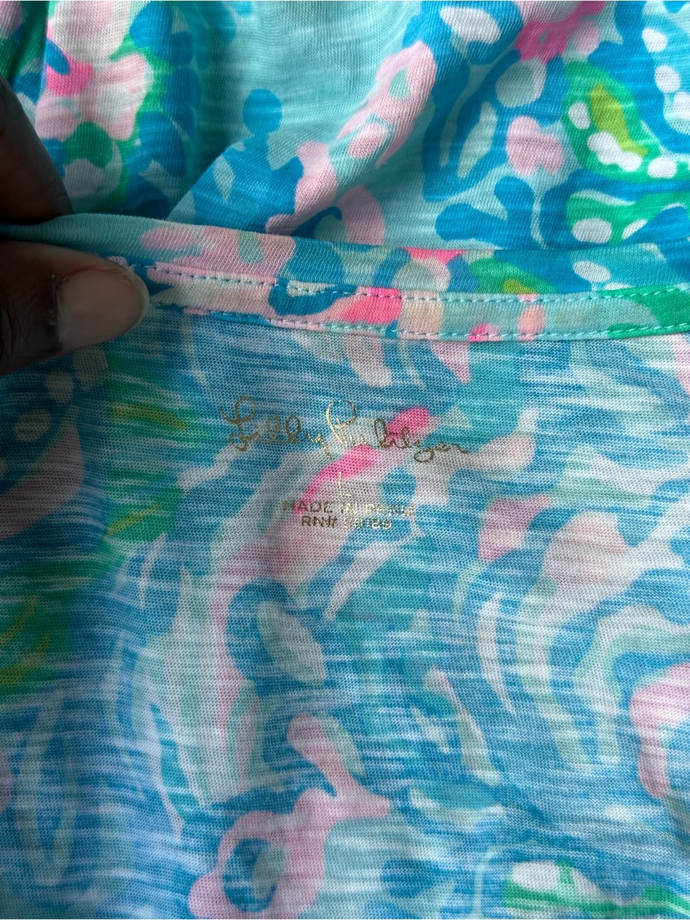 Lilly Pulitzer Etta Long Sleeve Top Blue Ibiza Aqua La Vista L - Picture 9 of 13